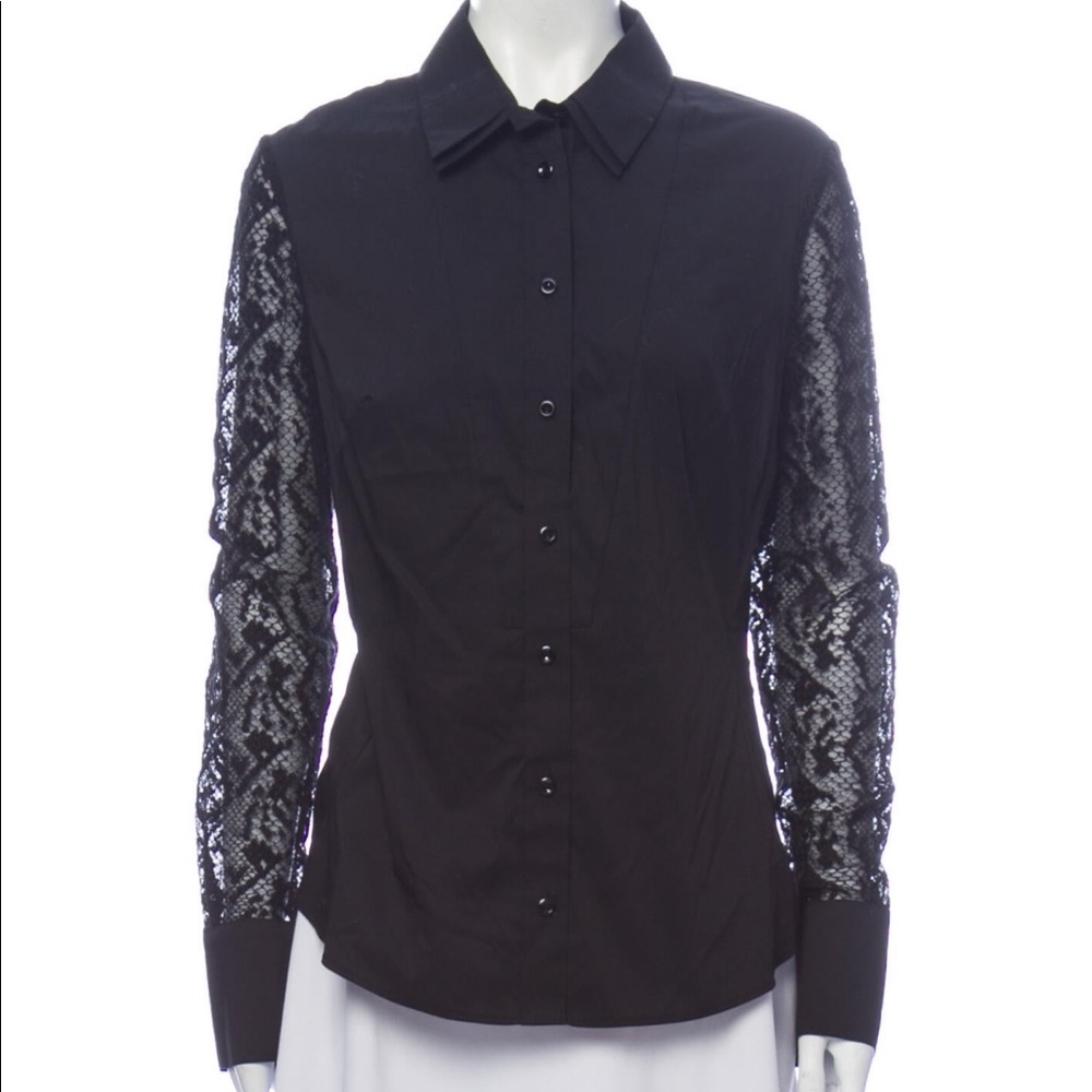 ✨NWT Karen Millen Lace Sleeve Button Down Shirt✨